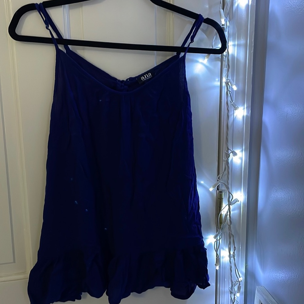 Navy blue tank top blouse.